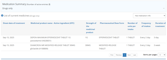 Figure 4.2.9: Medication History Preview