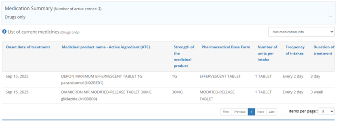 Figure 4.2.9: Medication History Preview