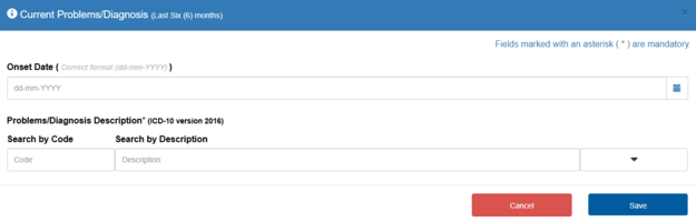 Figure 6.10.9: Entering a Current Condition and Diagnosis.