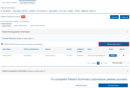 Figure 6.9.2: Adding Emergency Contacts.
