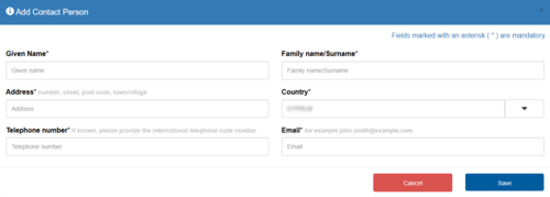Figure 6.9.3: Entering Contact Information for an Emergency Contact.