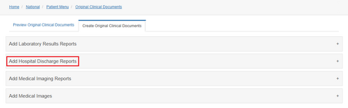 Figure 6.8.15: Add Original Clinical Document Preview - Hospital Discharge Reports.