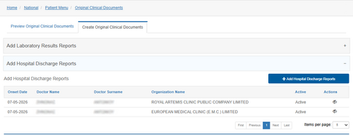 Figure 6.8.16: Add Hospital Discharge Reports Overview.