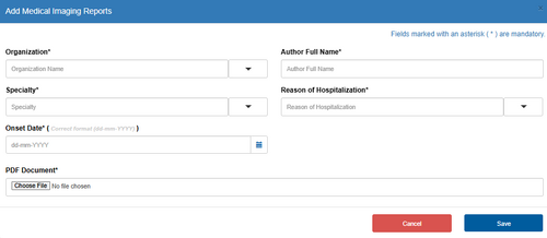 Figure 6.8.20: Add Medical Imaging Reports Modal.