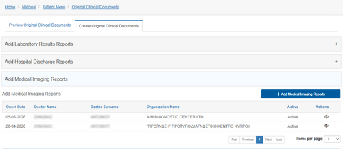 Figure 6.8.19: Add Medical Imaging Reports Overview.