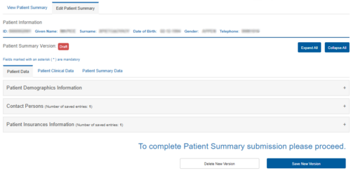 Figure 6.7: Editing the Patient Summary Health Record.