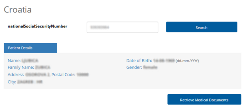 Figure 7.4: Retrieval of Medical Documents for a Patient from Croatia.
