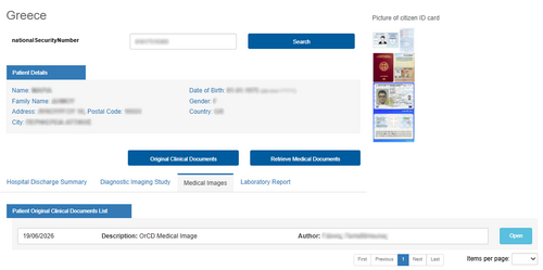 Figure 7.12: Retrieval of Medical Images for a Patient from Greece.