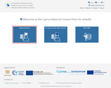 Figure 5.0: National Contact Point Portal – Home Page. Select “National Citizen” to perform a patient search at the national level.
