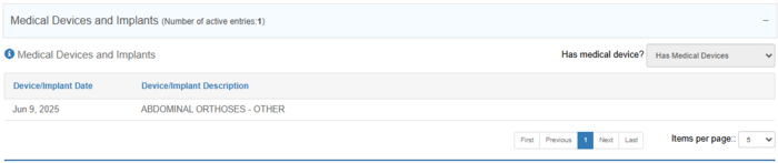 Figure 6.4.4: Overview of Medical Devices and Implants.