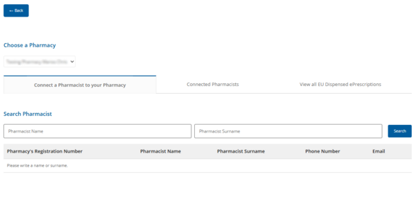 Figure 8.2.0.12: Pharmacy Management Interface for My Pharmacy and Pharmacy Employees.