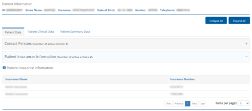 Figure 4.2.3: Preview of Patient Insurance Information.