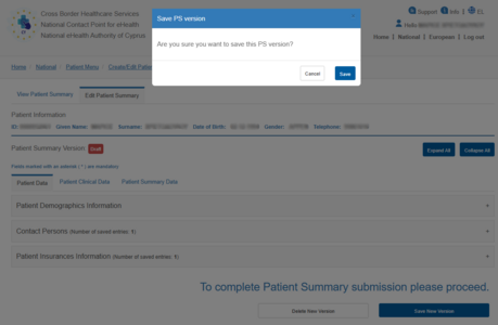 Figure 6.12: Confirmation of the “Save” Action.