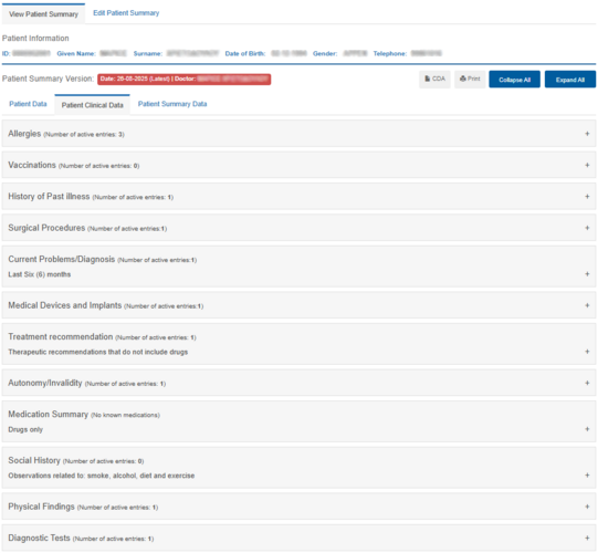 Figure 6.4.0: Patient Clinical Data Overview.