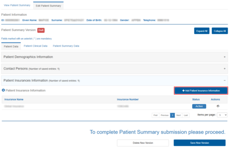 Figure 6.9.4: Adding Patient Insurance Information.