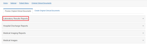 Figure 6.8.2: Original Clinical Document Preview - Laboratory Results Reports.
