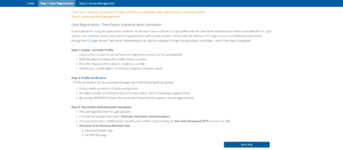 Figure 1.2: Instructions for Creating a “CY Login” Account.